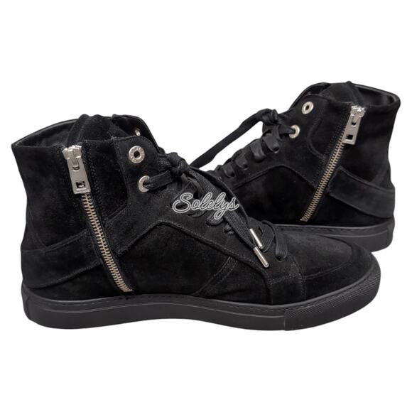 Zadig & Voltaire ZV1747 High Flash Black Suede Leather Sneaker Mens US12 FR43 - Picture 10 of 10